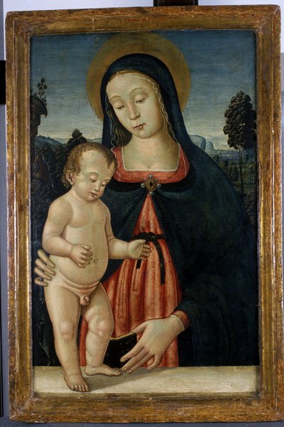 Madonna og barn, ca. 1500 (tempera på poppeltræ) af Italian School